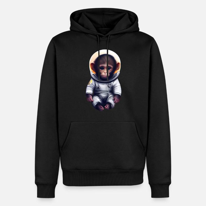 Affe Astronaut - Männer Premium Bio Hoodie - Schwarz