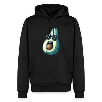 Coole Kawaii Avocado mit Sonnenbrille – - Männer Premium Bio Hoodie - Schwarz - Vorne - Nico (187cm)