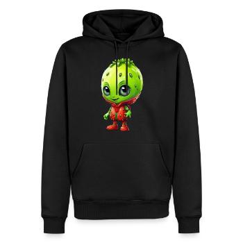 Kawaii Alien Strawberry: Extraterrestre mignon - Sweat à capuche Premium bio Homme - noir - Devant - Nico (187cm)