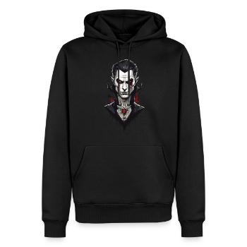 Retro Vampir Design Grusel Halloween Filmabend - Männer Premium Bio Hoodie - Schwarz - Vorne - Nico (187cm)