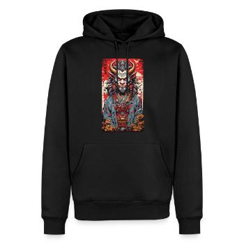 Retro Oni Anime Design Vintage Streetwear Stil - Männer Premium Bio Hoodie - Schwarz - Vorne - Nico (187cm)