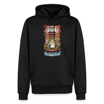Conception esthétique de grenouille porte-bonheur japonais - Sweat à capuche Premium bio Homme - noir - Devant - Nico (187cm)