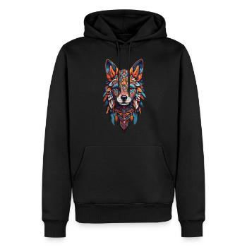 Schamanen Hund Spirit Bohemian Design - Männer Premium Bio Hoodie - Schwarz - Vorne - Nico (187cm)