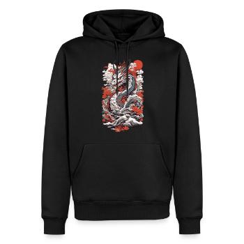 Ukiyo-E Dragon Retro Vintage Japanese Art - Men’s Premium Organic Hoodie - black - Front - Nico (187cm)