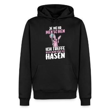 Kaninchen Hase - Männer Premium Bio Hoodie - Schwarz - Vorne - Nico (187cm)