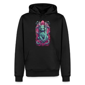 Creepy Demons Cat Halloween Underworld Design - Sweat à capuche Premium bio Homme - noir - Devant - Nico (187cm)