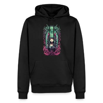 Kemonomimi Goth Cat Girl Occulte Otaku Egirl - Sweat à capuche Premium bio Homme - noir - Devant - Nico (187cm)