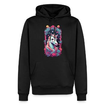Licorne mystique Pastel Streetwear Design - Sweat à capuche Premium bio Homme - noir - Devant - Nico (187cm)