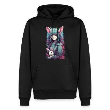 Gothic Kemonomimi Bunny Anime Streetwear - Men’s Premium Organic Hoodie - black - Front - Nico (187cm)