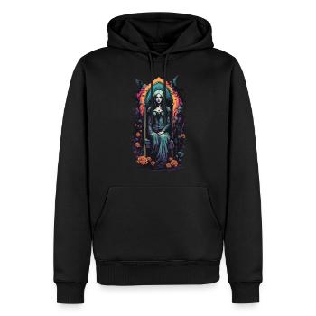 Vintage Gothic Girl Retro Style Illustration - Männer Premium Bio Hoodie - Schwarz - Vorne - Nico (187cm)