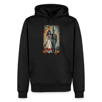 Zombie jeunes mariés Halloween Vintage affiche - Sweat à capuche Premium bio Homme - noir - Devant - Nico (187cm)