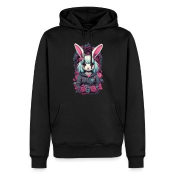 e-Girl Goth Kemonomimi Anime Bunnies Esthétique - Sweat à capuche Premium bio Homme - noir - Devant - Nico (187cm)
