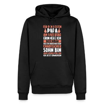 Papa Fête des pères Papa - Sweat à capuche Premium bio Homme - noir - Devant - Nico (187cm)