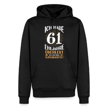 Mariage Ormes Mariage 61 ans Mariage - Sweat à capuche Premium bio Homme - noir - Devant - Nico (187cm)