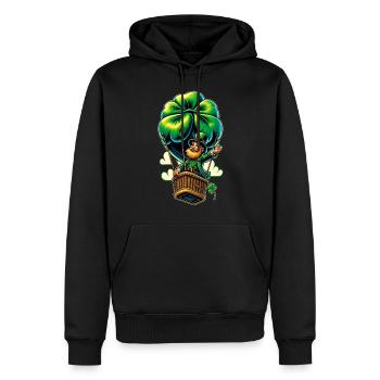 Leprechaun en ballon (Leprechaun irlandais) - Sweat à capuche Premium bio Homme - noir - Devant - Nico (187cm)