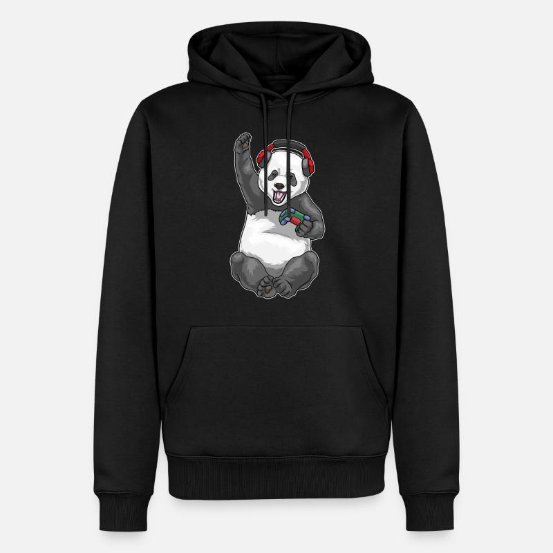 Panda Gamer Controller - Männer Premium Bio Hoodie - Schwarz