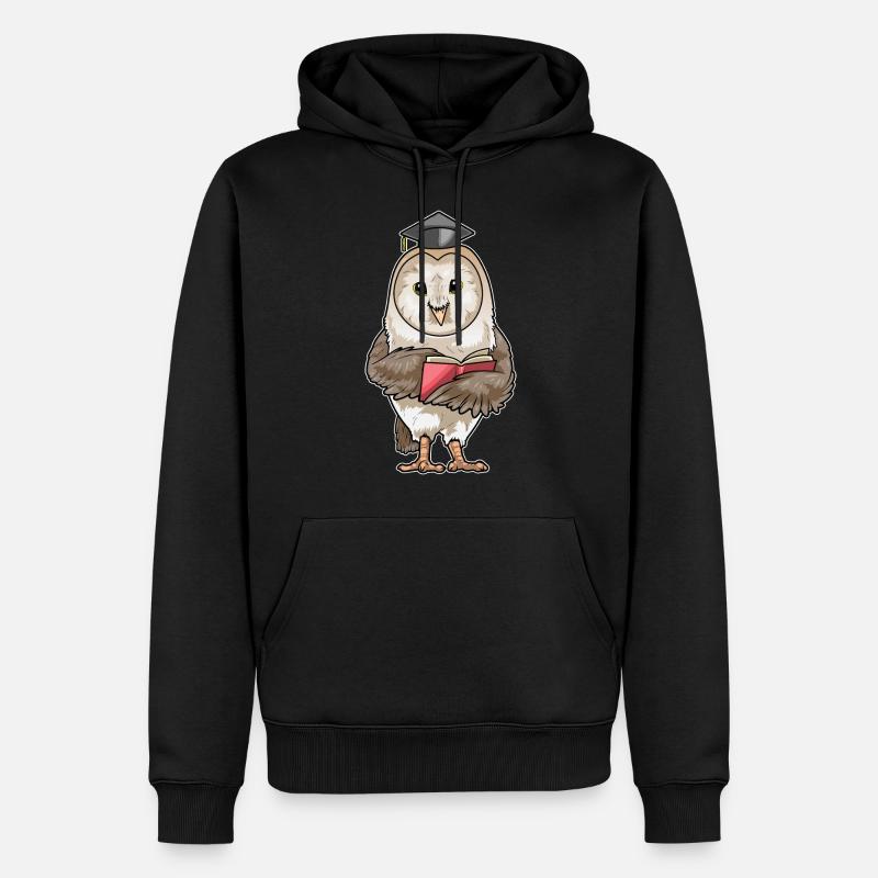 Eule Lehrer Buch - Männer Premium Bio Hoodie - Schwarz