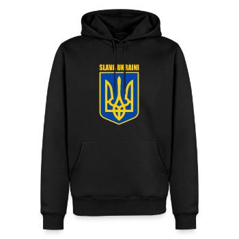 Slava ukraini - Sweat à capuche Premium bio Homme - noir - Devant - Nico (187cm)