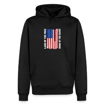 Terre de l’Amérique libre Drapeau des États-Unis Liberté de foi - Sweat à capuche Premium bio Homme - noir - Devant - Nico (187cm)