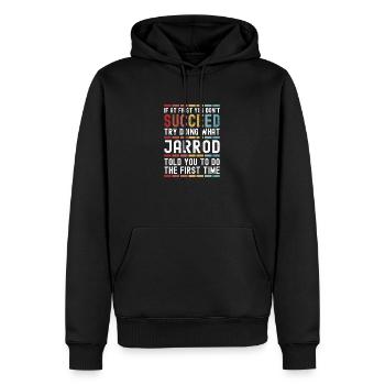 Jarrod Name Personalized Funny Birthday Christmas - Men’s Premium Organic Hoodie - black - Front - Nico (187cm)