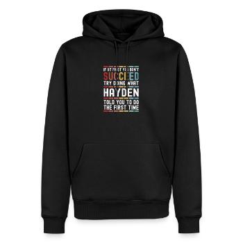 Hayden Name Personalisiert Lustig Geburtstag Weihnachten - Männer Premium Bio Hoodie - Schwarz - Vorne - Nico (187cm)
