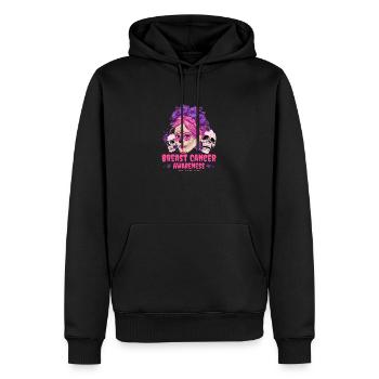 Sugar Skull Pink Ribbon Brustkrebs Bewusstsein - Männer Premium Bio Hoodie - Schwarz - Vorne - Nico (187cm)