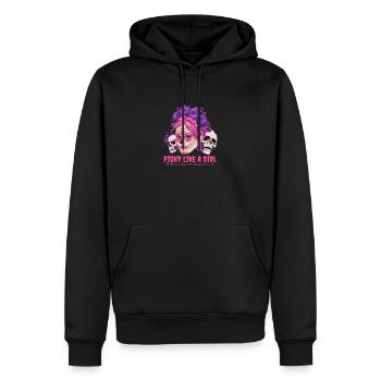Sugar Skull Pink Ribbon Kämpfe wie ein Mädchen - Männer Premium Bio Hoodie - Schwarz - Vorne - Nico (187cm)