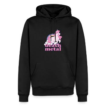 Lustig Death Metal Einhorn Regenbogen Metalhead - Männer Premium Bio Hoodie - Schwarz - Vorne - Nico (187cm)