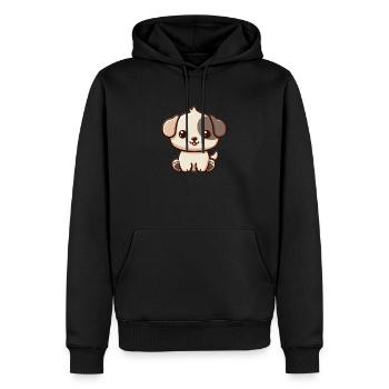 petit chien mignon - Sweat à capuche Premium bio Homme - noir - Devant - Nico (187cm)