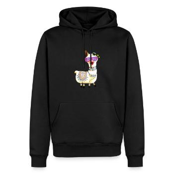 Lama, Alpaga, Illustration, BD, Lunettes de soleil - Sweat à capuche Premium bio Homme - noir - Devant - Nico (187cm)