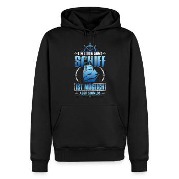 Ein Leben ohne Schiff ist sinnlos - Männer Premium Bio Hoodie - Schwarz - Vorne - Nico (187cm)