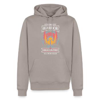 Odin Rune Asgard Mjolnir - Men’s Premium Organic Hoodie - taupe - Front - Nico (187cm)