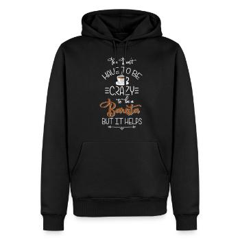 Barista Caféine Barman Latte Macchiato - Sweat à capuche Premium bio Homme - noir - Devant - Nico (187cm)