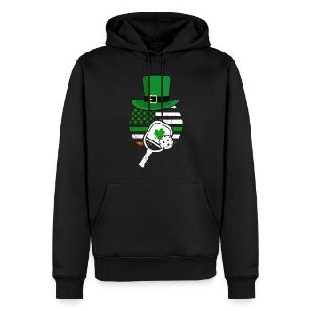 Irish American Flag Pickleball Shamrock St Patrick - Men’s Premium Organic Hoodie - black - Front - Nico (187cm)
