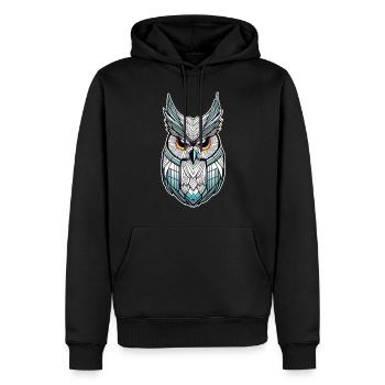 Cooles Eulen Symbol - Männer Premium Bio Hoodie - Schwarz - Vorne - Nico (187cm)