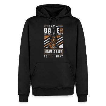 Jeu Gamer Player League - Sweat à capuche Premium bio Homme - noir - Devant - Nico (187cm)