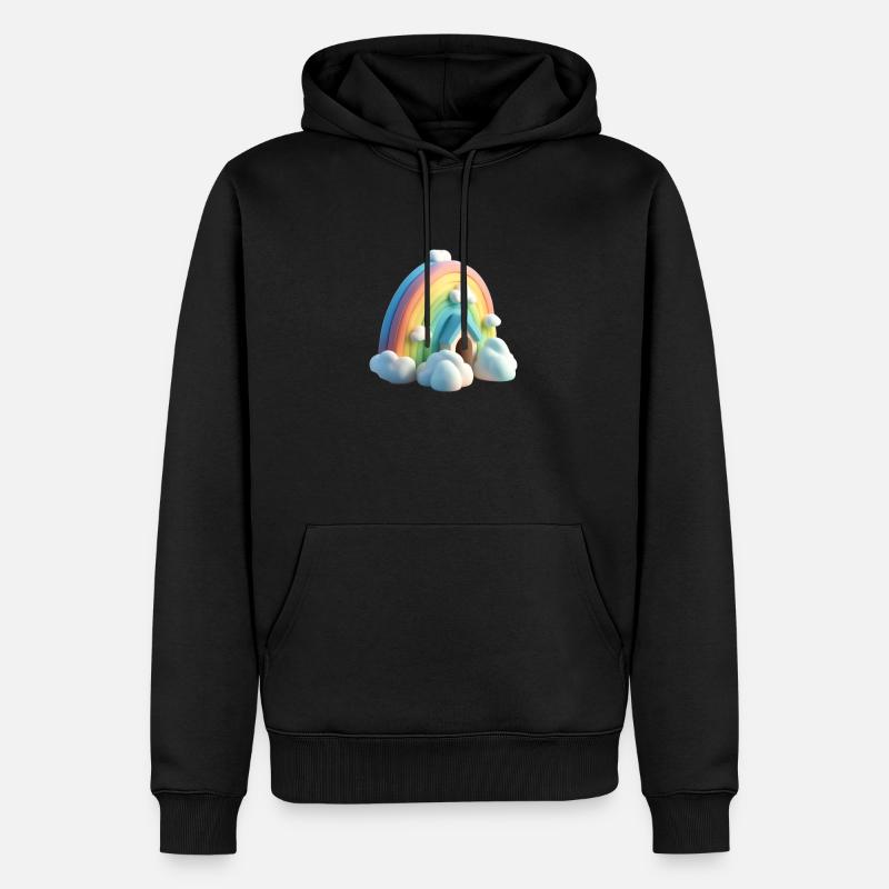 Arc-en-ciel avec maison - Sweat à capuche Premium bio Homme - noir
