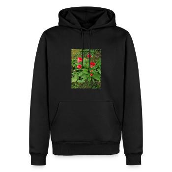 tulipes - Sweat à capuche Premium bio Homme - noir - Devant - Nico (187cm)