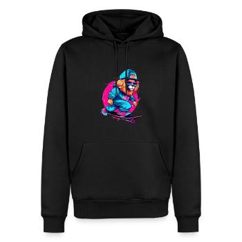 Lustiger Löwe auf Skateboard Skater Skateboarding - Männer Premium Bio Hoodie - Schwarz - Vorne - Nico (187cm)