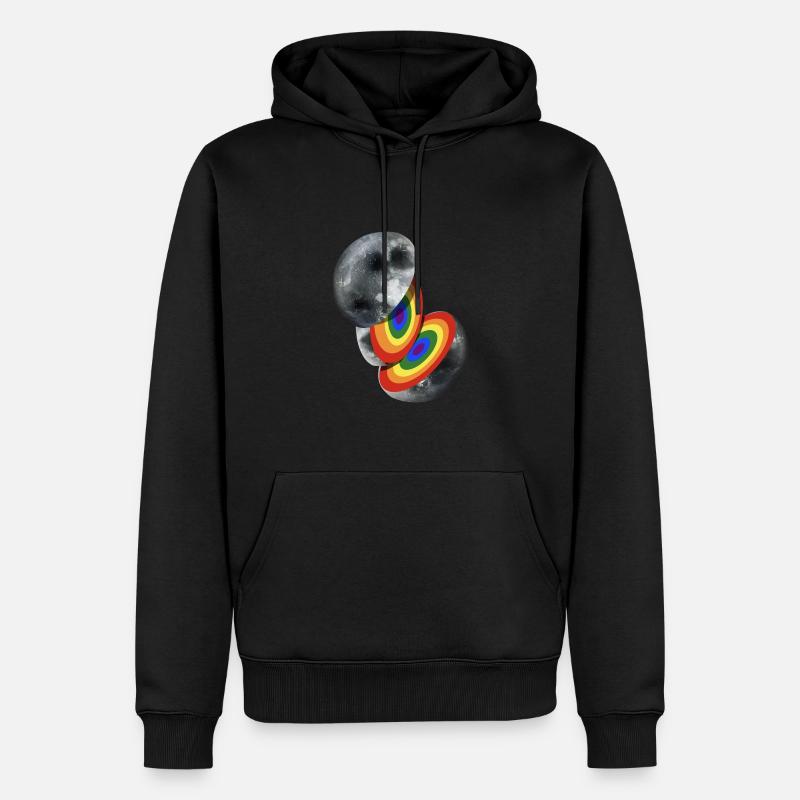 Lune arc-en-ciel LGBT - Sweat à capuche Premium bio Homme - noir