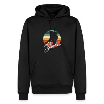 Yorkie Yorkshire Terrier im Vintage Kreis - Männer Premium Bio Hoodie - Schwarz - Vorne - Nico (187cm)