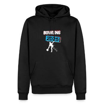 Bowling 2025 Bowler Bowlingspieler Spiel Bowlen - Männer Premium Bio Hoodie - Schwarz - Vorne - Nico (187cm)