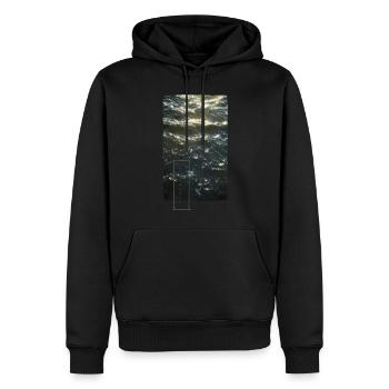 Waves (EPHEMERAL series) - Men’s Premium Organic Hoodie - black - Front - Nico (187cm)
