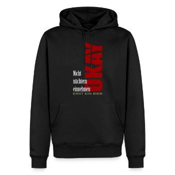 NICHT NÜCHTERN einnehmen Okay erst ein Bier - Männer Premium Bio Hoodie - Schwarz - Vorne - Nico (187cm)