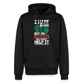Bulgarisch Bulgarien Bulgarische Flagge Ich hasse es zu sein - Männer Premium Bio Hoodie - Schwarz - Vorne - Nico (187cm)