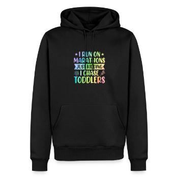 I Run Marathons Just Kidding I Chase Toddlers Baby - Männer Premium Bio Hoodie - Schwarz - Vorne - Nico (187cm)