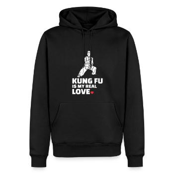 J’adore le Kung-Fu - Sweat à capuche Premium bio Homme - noir - Devant - Nico (187cm)