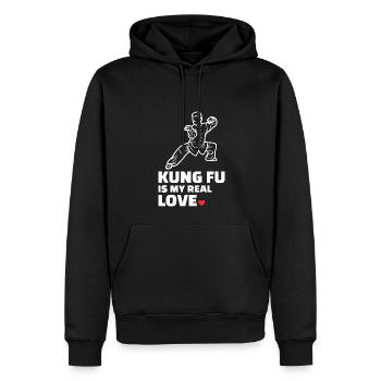 J’adore le Kung Fu - Sweat à capuche Premium bio Homme - noir - Devant - Nico (187cm)