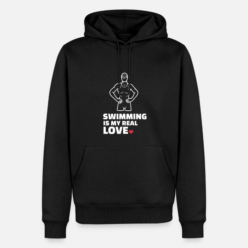 J’adore nager - Sweat à capuche Premium bio Homme - noir