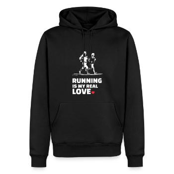J’adore la course - Sweat à capuche Premium bio Homme - noir - Devant - Nico (187cm)